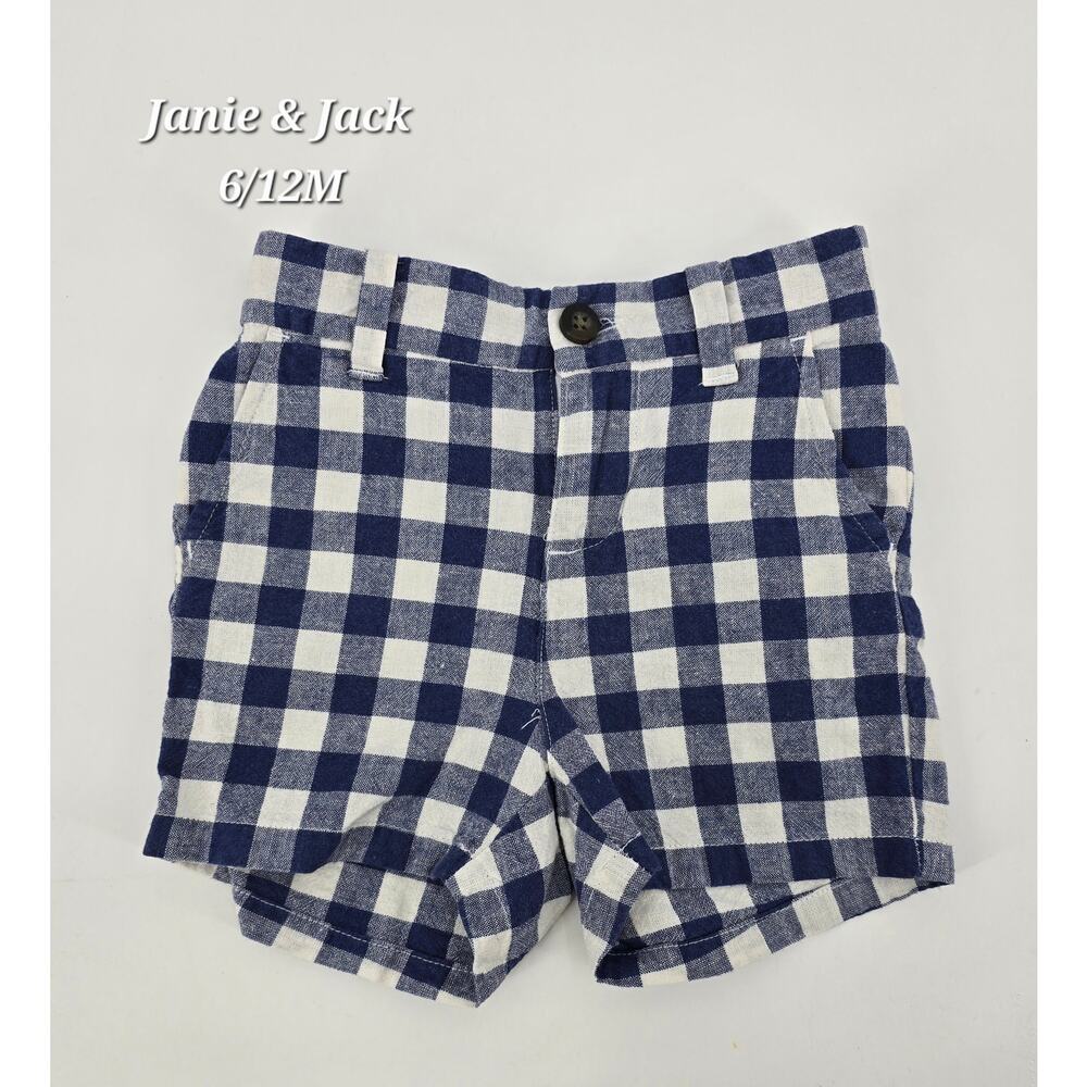 Janie and Jack Baby Boy Navy Gingham Shorts – Size 6-12 Months